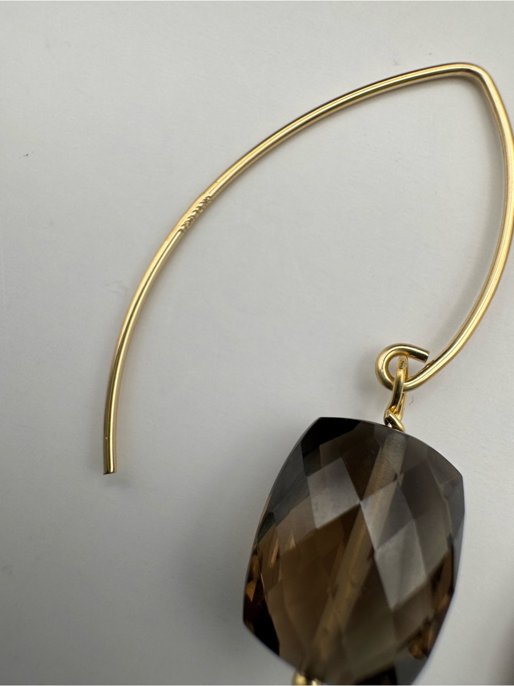 Hkb81 Smoky Quartz Gold Filled Hook Earrings - Picture 3 of 3